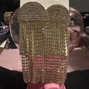 Gold toned, bling tassel earrings ￼